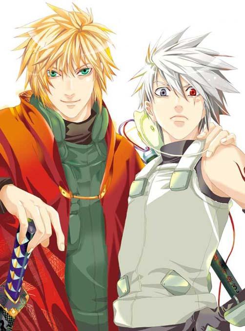 Yondaime Smirking and Unmasked Kakashi